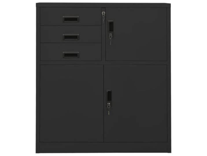 KLGBNCVE Büroschrank Anthrazit 90x40x102 cm Stahl Stahl, leicht zu reinigen, Schließfach innen, verstellbarer Einlegeboden, kugelgelagerte Führungsschienen,