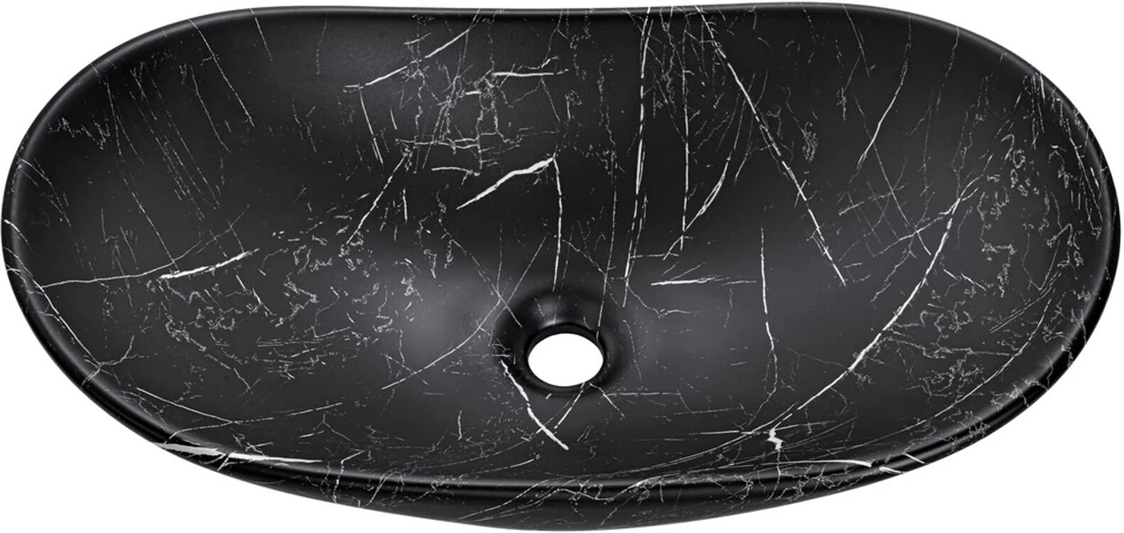 garneroarredamenti Lavabo bagno da appoggio 61x36cm ceramica nero Spuky