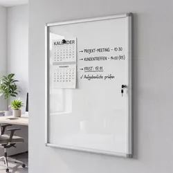 Schaukasten HWC-Q51, Magnettafel Whiteboard Memoboard Pinnwand, Aluminium abschließbar inkl. Zubehör 95x68x7cm
