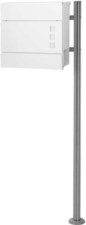 ECD Germany Buzón de correos blanco 37x10,5x36,5cm con soporte plateado 120 cm