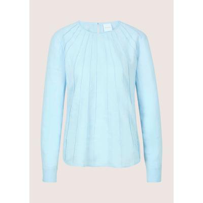 Langarmbluse MADELEINE "Leinenbluse Blusenshirt mit feinen Biesen", Damen, Gr. 42, blau (himmelblau), Obermaterial: 100% Leinen LI., Modern, schmal, Blusen, Feine Biesen