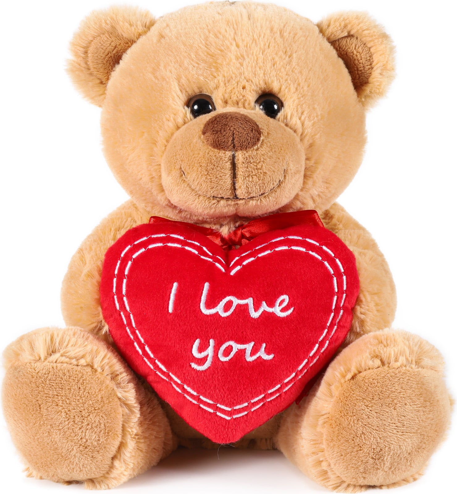 Brubaker Knuffelbeer met hart Ik hou van jou - Rood/Bruin - Hoogte: 25 cm
