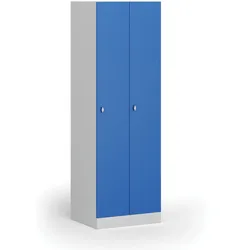 Metallspind S1, 2 Abteile, 1850 x 600 x 500 mm, Drehverschluss, blaue Tür