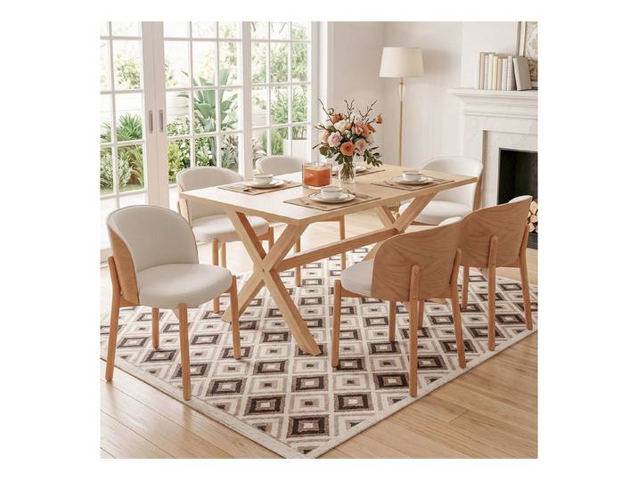 Fine Life Pro Esszimmersessel Esszimmerstuhl Massivholz 6er Natur, 6 Stühle, Naturholz, Esszimmer