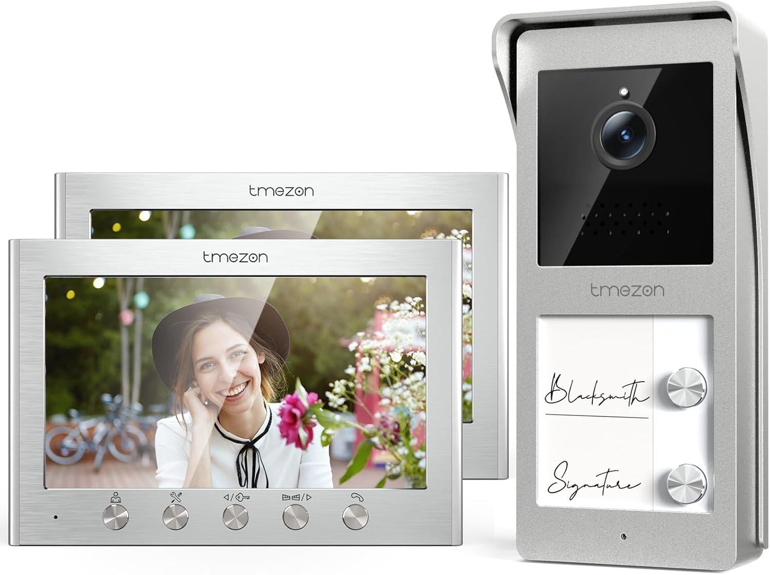 Selius Intercom T30 voor tweegezinshuishoudens met twee 7 inch TFT-monitoren, buitenbel met camera, nachtzicht en twee-weg audio