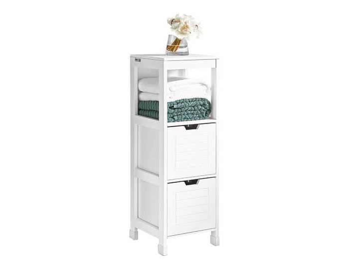 SoBuy Badezimmerschrank Kommode mit 2 Körben Weiß 30x89x30cm, Holzwerkstoff, 30x90x30 cm, Badezimmer, Badezimmerschränke, Midischränke