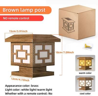 Inspired Finds SolarGlow Outdoor Post Lights Solar Powered Fence Cap Lights With Dual Color Modes & High Brightness Warm White Illumi brown 1pc
