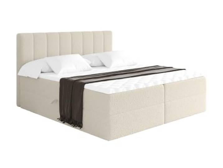 ALTDECOR Boxspringbett mit H4-Matratze OTTA - 120x200 - Beige Lattenrost, Topper, Boxspringbett mit Bettkasten, Bett mit Stauraum, Doppelbett, Polsterbett