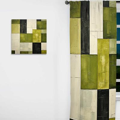 DESIGN ART "Designart ""Green Eco Friendly Cubic Collage III"" Solar Panels Curtain - Blackout No Pattern Curtain - 1 Panel"