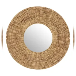 Atmosphera Lorena - Spiegel Ø75x2,5 Zoll, Glas und Hyazinthe in Beige