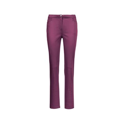 Stoffhose GOLDNER "Baumwollhose mit Dehnbund", Damen, Gr. 52, N-Gr, lila (aubergine), Obermaterial: 98% Baumwolle CO. 2% Elasthan EL., normal, Hosen Stoffhose, Ohne