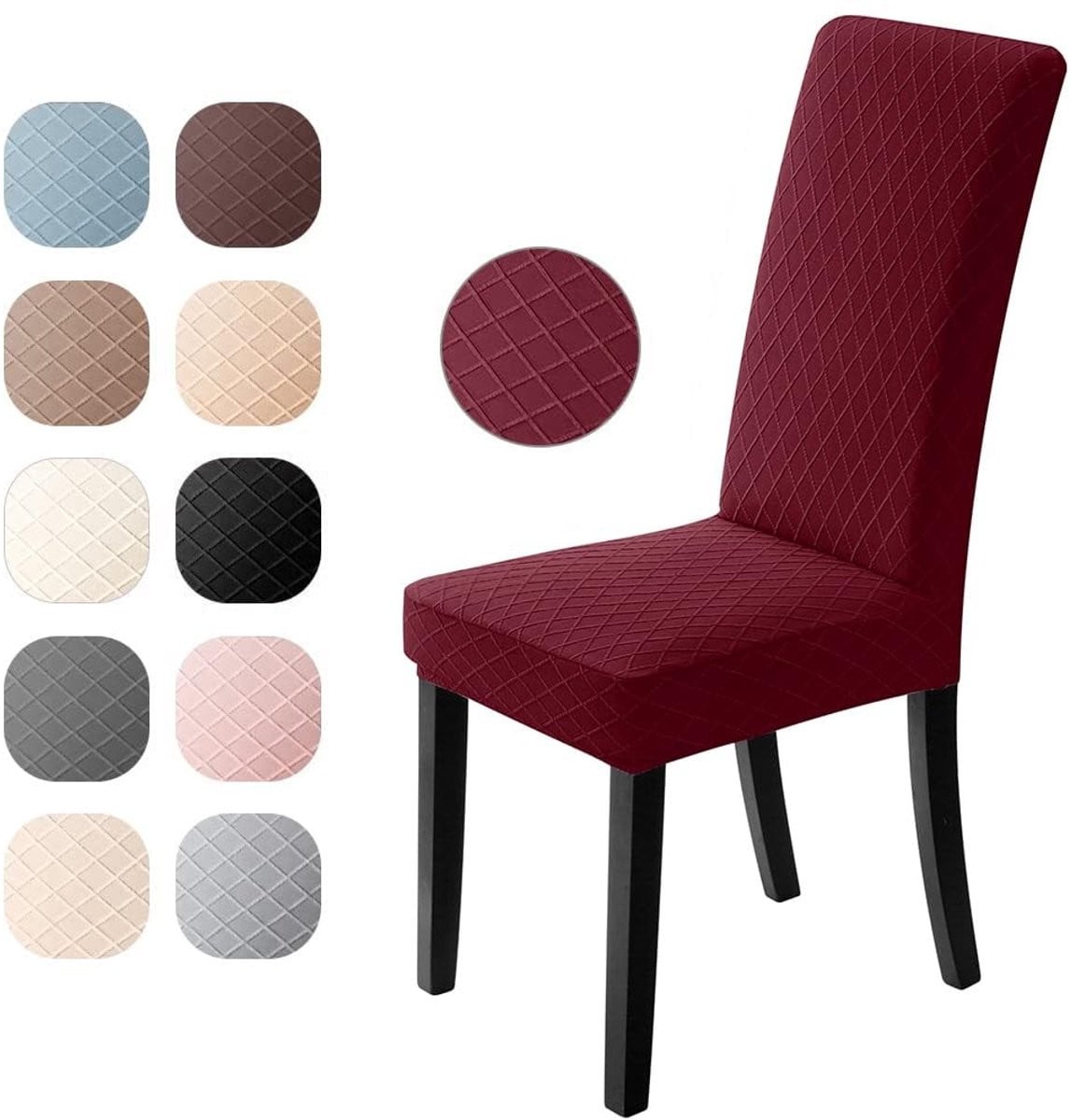 Omgoods Stretch Stoelhoezen, 4 stuks elastische moderne bescherming voor eetkamerstoelen, Bordeaux