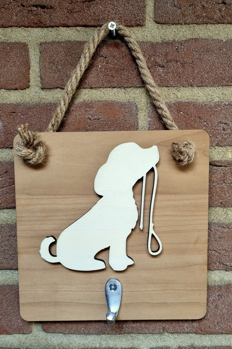 Schubie Houten Honden Kapstok en Riemhouder