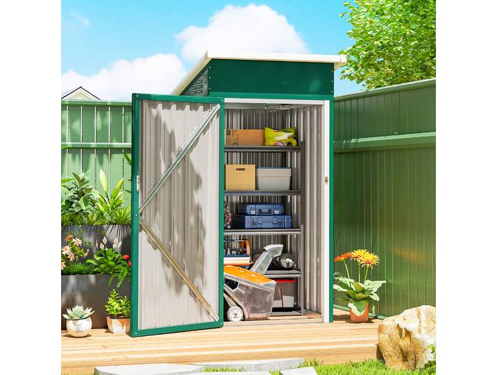 Outsunny Abri Métallique 0,74m² Vert avec Serrure et Aérations