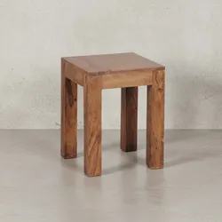 KADIMA DESIGN Massivholz-Tisch NAKO: Handgefertigt, 45x40x45 cm, Sheeshamholz, 50kg Belastbarkeit