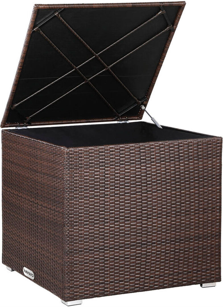 Ebern Designs Eva-Lily 75cm W 300L Water Resistant Deck Box Brown 70cm H X 75cm W X 75cm D