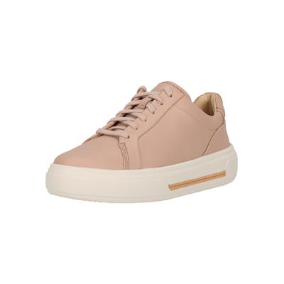 Sneaker CLARKS "Hollyhock Walk Rose Leather", Damen, Gr. 37,5, rosa, Leder, Schuhe Sneaker, mit gepolstertem Fußbett