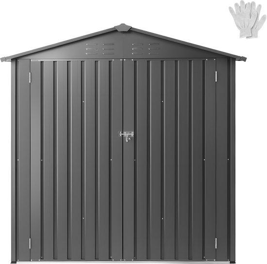 Metallenes 6 x 4 ft Gartenhäuschen, Außenlager mit schließbaren Türen und 4 Lüftungsgittern, metallenes Schuppen mit Punktdecke für Garten, Terrasse, Fahrrad, grau.