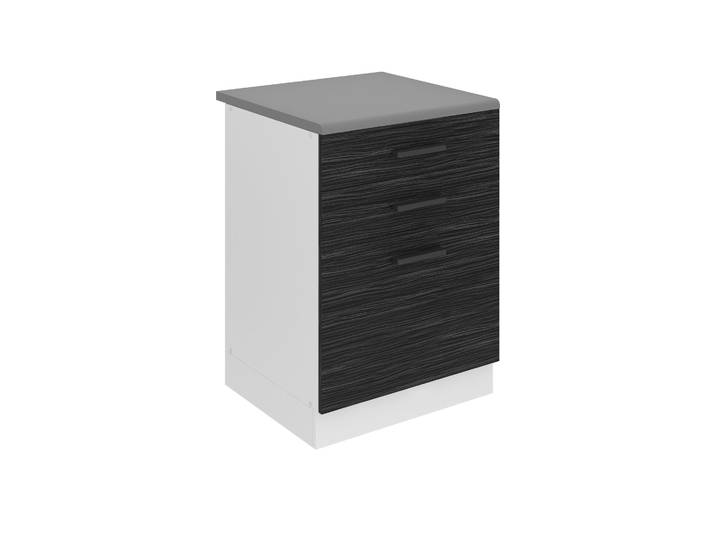 Belini Unterschrank Küche, Küchenunterschrank 60 cm Breite. SDSZ Küchenunterschrank mit Arbeitsplatte. Küchenschrank mit Schubladen, Königliches Ebenholz