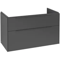 Villeroy & Boch Subway 3.0 Waschbeckenunterschrank, 2 Auszüge, 973x576x478mm, C57002VR, Farbe: Front/Korpus: Graphite, Griff: Graphite