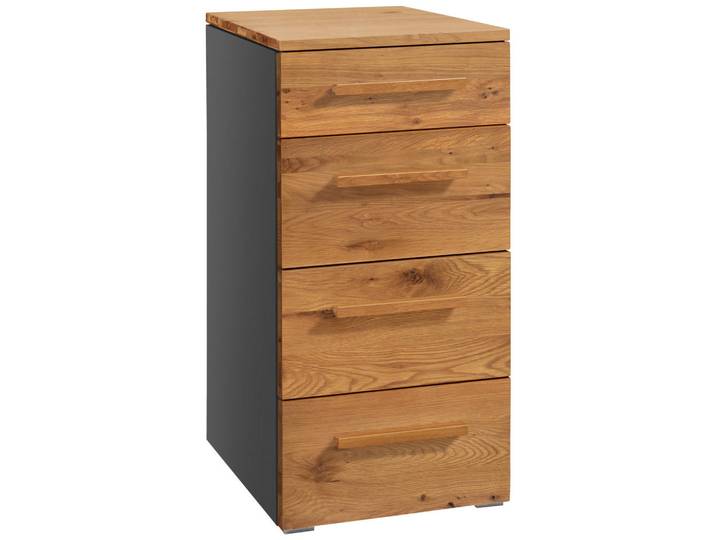 Hasena Kommode, Wildeiche, Anthrazit, Holz, Wildeiche, massiv, 4 Schublade(n) Schubladen, 45x86x50 cm, Typenauswahl, stehend, in verschiedenen Holzarten erhältlich, Holzmöbel, Kleinmöbel Holz, Holzkommoden