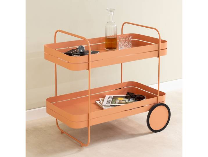 Servierwagen SPINDER DESIGN GIN & TROLLY , orange (clay terra, clay terra), B:42cm H:69,3cm T:74cm, Stahl, Rollwagen, Servierwagen, Servierwagen aus Stahl mit Gummirädern
