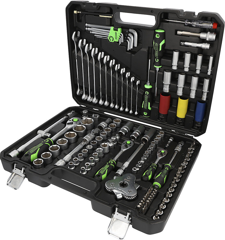 1/4'' + 3/8'' + 1/2'' Steckschlüssel-Satz Competition, 132 Teile, verchromt KS Tools