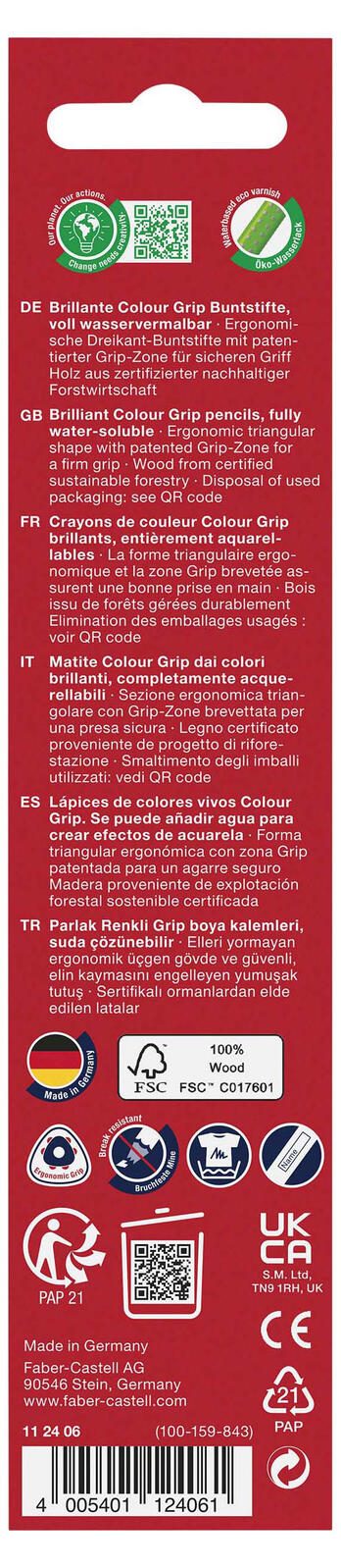 FABER-CASTELL Buntstifte Colour GRIP Mehrfarbig 112406