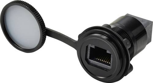 TRU COMPONENTS RJ45/CAT5 Einbaubuchse, Buchse/Buchse, IP67, Metall, Schwarz TC-14378440 Buchse RJ45/CAT5 Einbaubuchse Schw