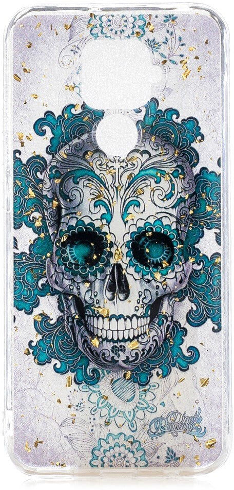 INCOVER Huawei Mate 30 Lite Fleksibelt Cover Sugar Skull m. Glimmer Gennemsigtig