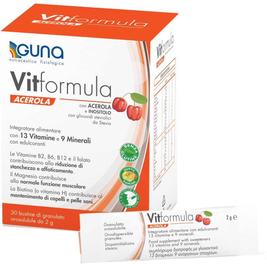 GUNA SpA Guna Vit Formula Acerola 30 Bustine da 2g - Integratore Alimentare per Ridurre Stanchezza e Affaticamento