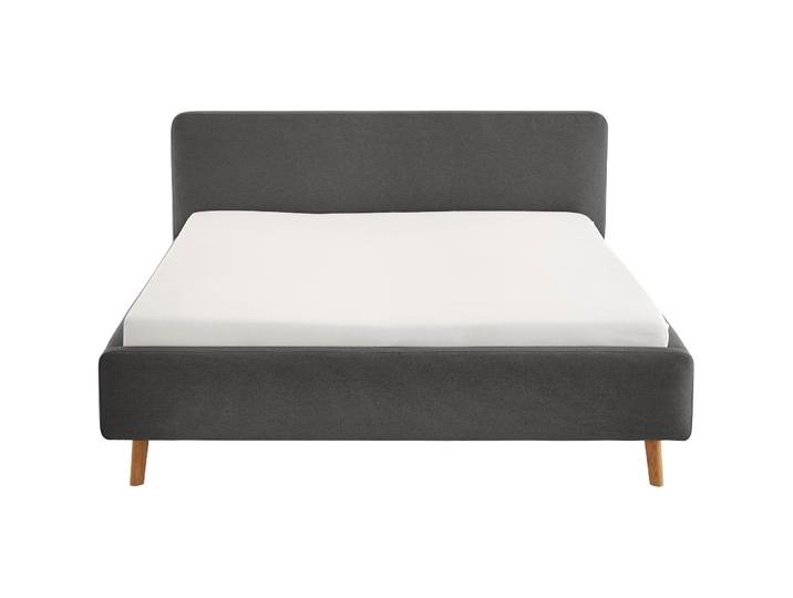 Bett Senja anthrazit/alu Stoff 160 x 200 cm - Bett