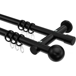 GARDINENSTANGE Platon Luino 160 cm, 2-läufig, 20 mm Ø Schwarz