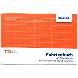 Fahrtenbuch A6-Quer 40 Blatt