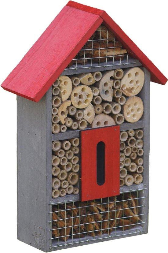 UNUS Insectenhotel Hout - Rood-grijs Nestkastje voor Bijen - 36 x 24 cm