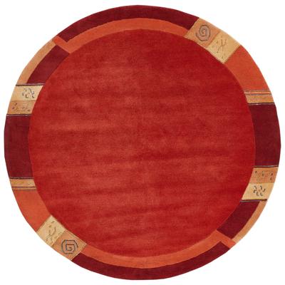 Wollteppich LUXOR LIVING "India" Gr. 10, rot, H:20mm Ø:200cm, Wolle, Teppiche, reine Wolle, mit Bordüre, Wohnzimmer