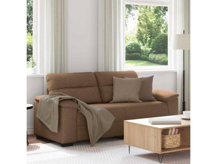 HEFZGDB 2-Sitzer-Sofa Braun 140 cm Stoff, Weiches Polyestergewebe mit Atmungsaktivität und Strapazierfähigkeit, Robustes Holz- und Metallgestell für Stabilität, Breite Armlehnen