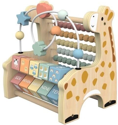 Tooky Toys Wooden Learning Giraffe - Early Education Toy for Babies - Develops Problem-Solving Skills and Hand-Eye Coordination