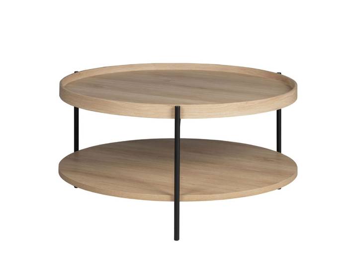Table basse ronde en bois et métal ø80cm - bois clair