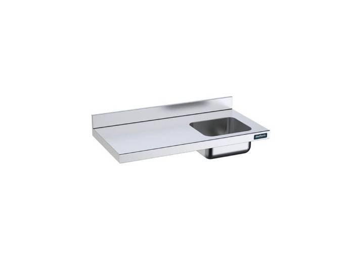 Plan de Travail Mural en Inox avec Bac - Gamme 600 - Distform - l- L2800- P- h-