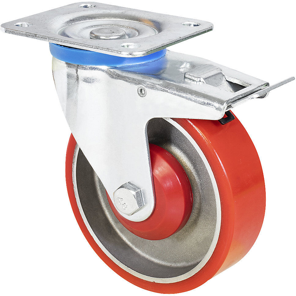 Transportgeräte-Schwerlast-Lenkrollen, Rad-Ø 125 mm, VE 2 Stk, Lenkrolle mit Feststeller Wagner