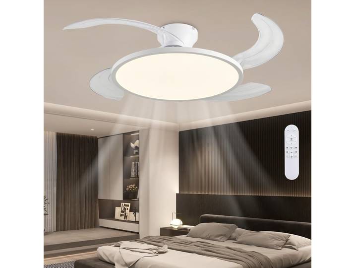 LED ventilateur Invisible lumière lames rétractables 6 vitesses fréquence Variable App télécommande pour salons chambres salles à manger