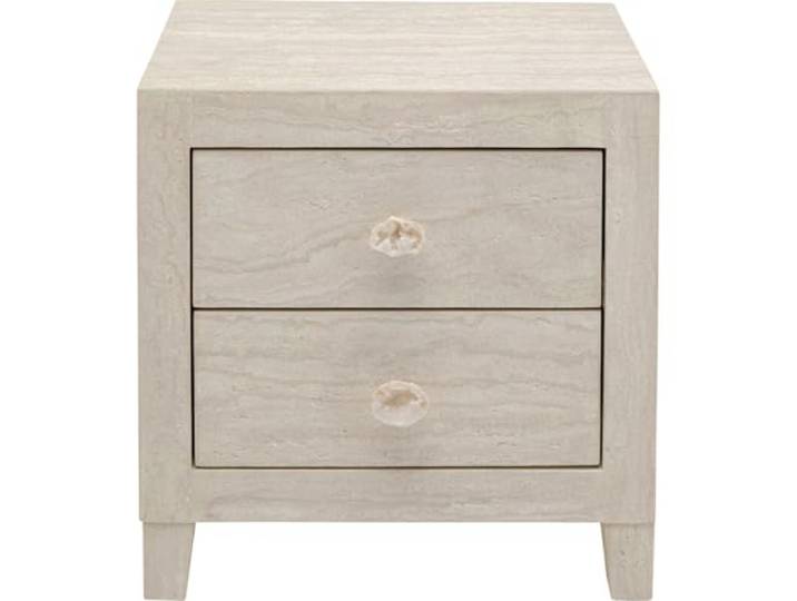 Kare Design Nachttisch Travertin, beige, Travertin-ähnlich, 50 x 49 x 41 cm, Griffe aus Naturstein, 2 Schubladen mit Soft-Close-Funktion, Ablagefläche, Schlafzimmer