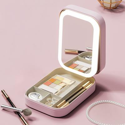 Fusion Finds Portable LED Makeup Mirror With USB Rechargeable Light Travel Vanity Case pink