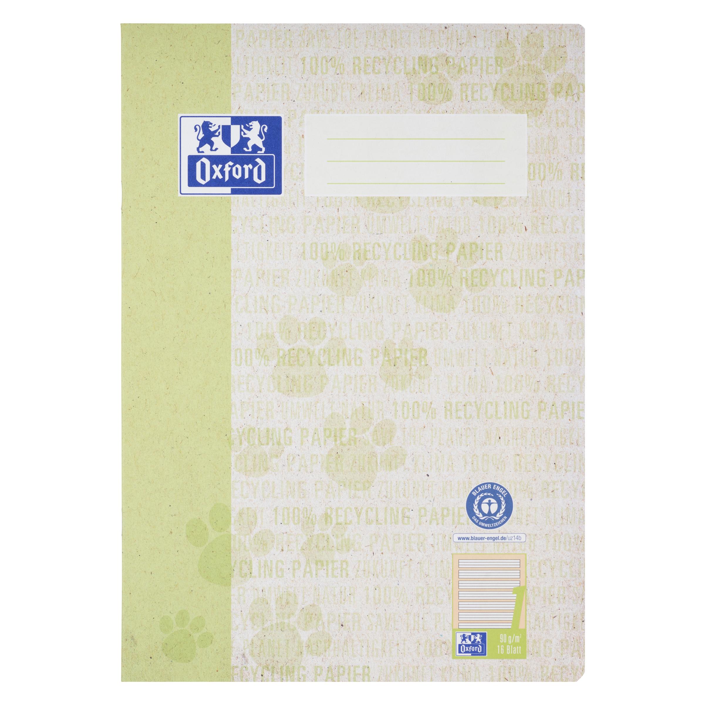 Oxford Recycling Schulheft, A4, Lineatur 1 (A4, Liniert, Weicher Einband) (400159463)