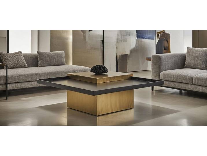 Xlmoebel Couchtisch Eleganter brauner Couchtisch im modernen Minimalismus-Stil (1-St., 92 x 92 cm), Made in Europa