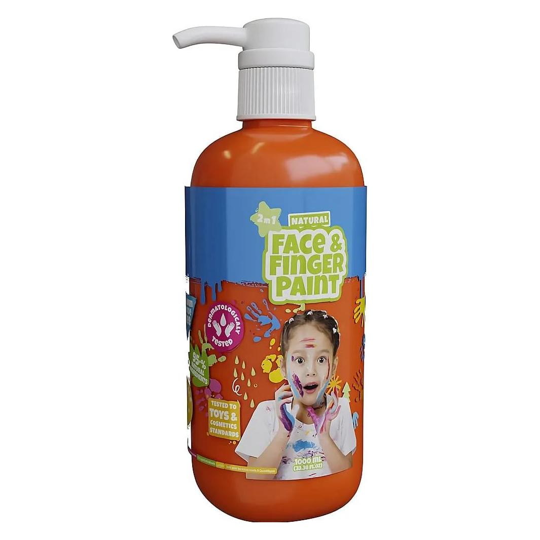 Boti Natürliche Gesichts- und Fingerfarbenflasche mit Pumpe - Orange, 1 l (1000 ml) (39371)