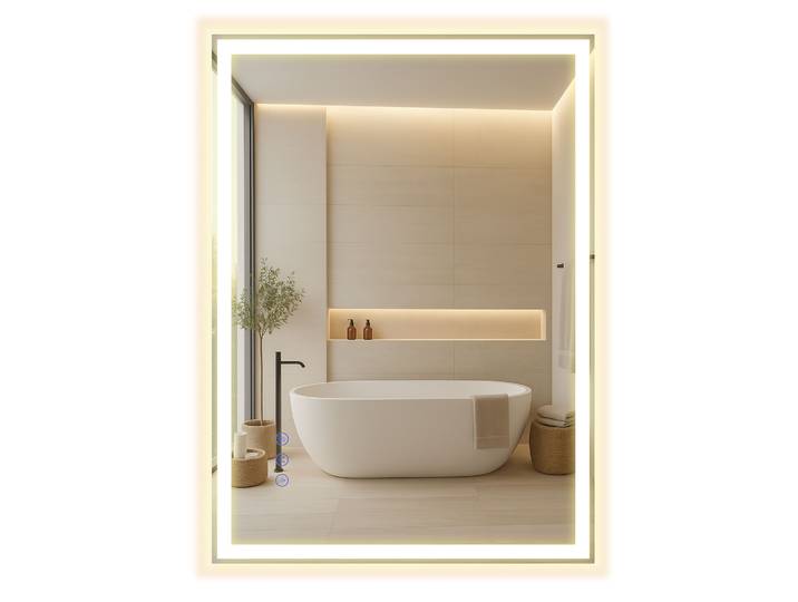 LED Badezimmerspiegel 70x51 cm Anti-Beschlag Wolkenweiss