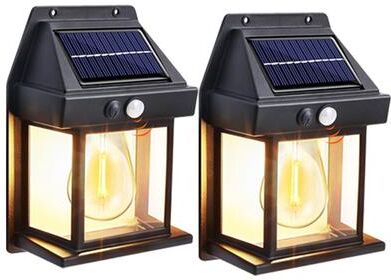 Discount Dollar Deals Solar Powered, Waterproof Outdoor, Wall Light With Motion Sensor, Tungsten Filament, Garden Yard Decoration, LED Lamp 2pcs