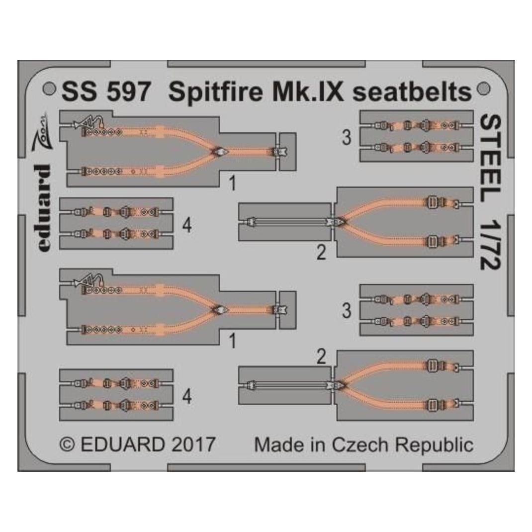 Eduard Spitfire Mk.IX seatbelts STEEL f. (SS597)